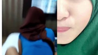 Awek tudung sedap telan air mani
